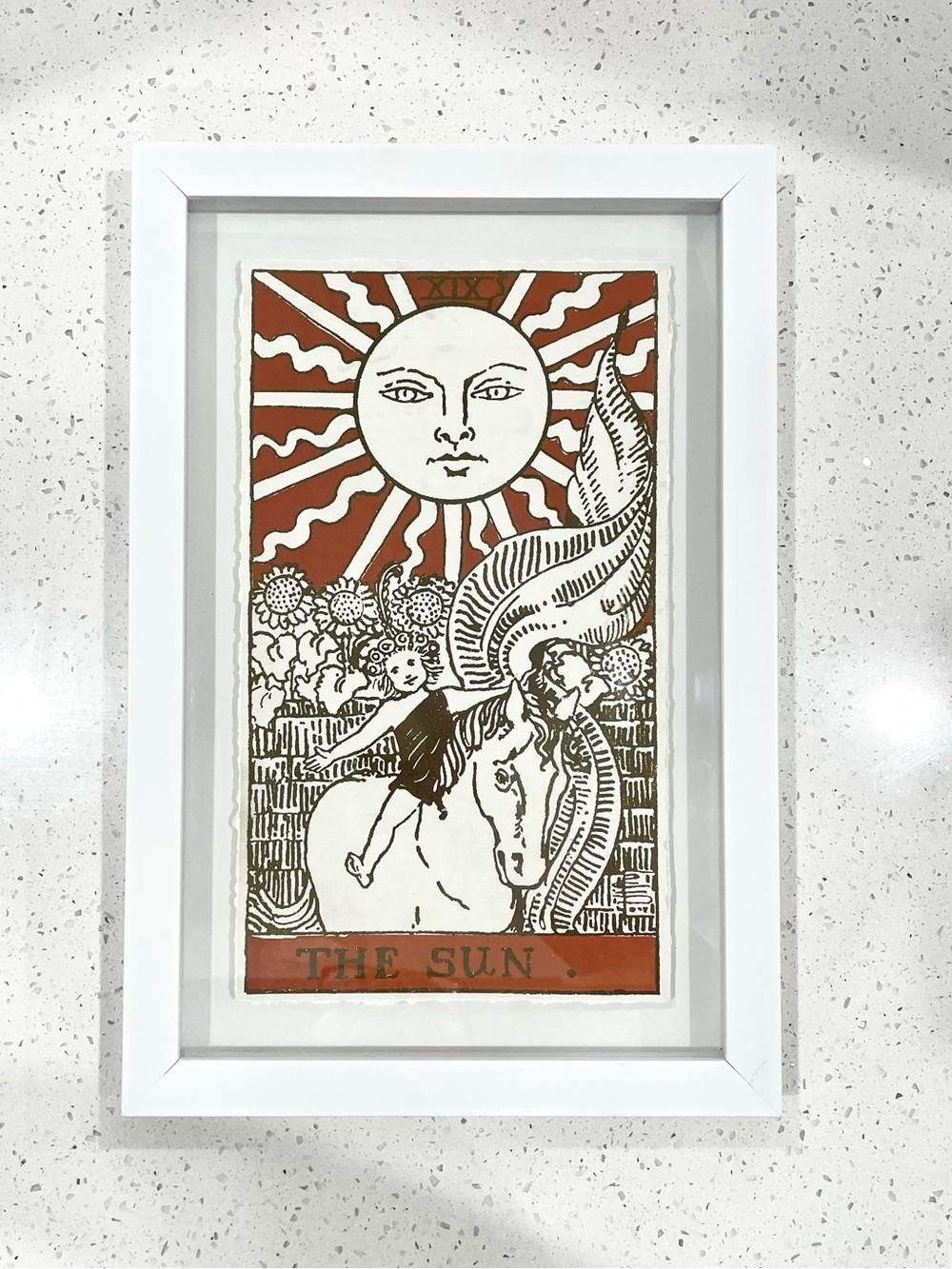 The Sun Tarot Art Print - Rust and Cream Framed Wall Art